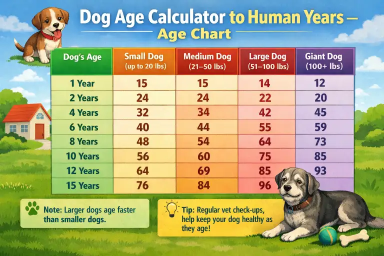 Great Pyrenees age chart comparing dog years to human years