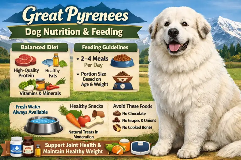 Great Pyrenees eating high-quality large-breed dog food