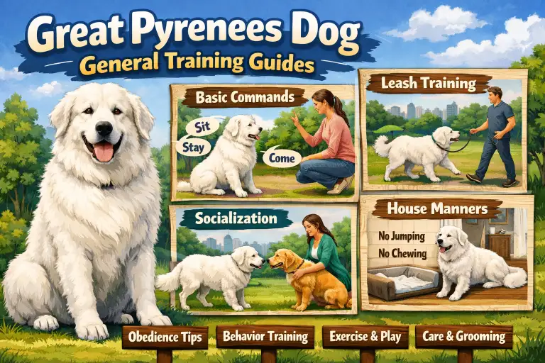 Great Pyrenees dog training with owner using positive reinforcement