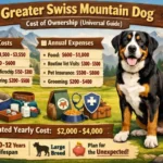 Greater Swiss Mountain Dog with icons showing yearly ownership costs