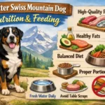 Greater Swiss Mountain Dog eating balanced large-breed dog food