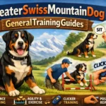 Greater Swiss Mountain Dog training session with owner outdoors