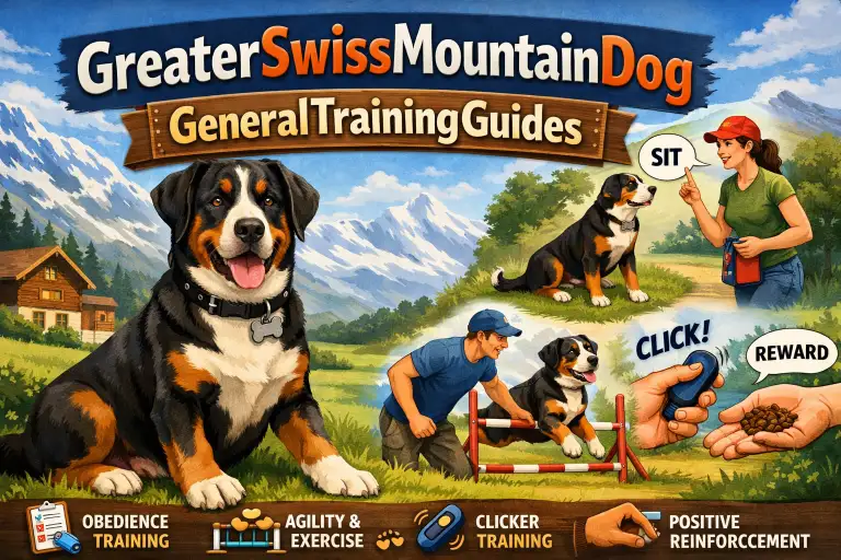 Greater Swiss Mountain Dog training session with owner outdoors