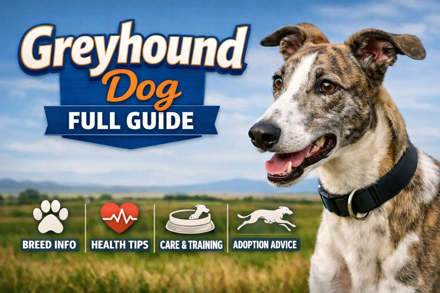 Greyhound dog standing outdoors showing its tall, slim body, deep chest, and short smooth coat