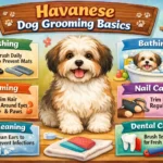 Havanese dog being brushed during a grooming session to maintain a healthy coat and prevent tangles and mats