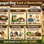 Kangal Dog with owner on farmland representing long-term care and ownership costs