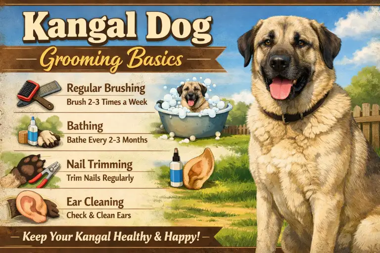 Adult and puppy Kangal Dog side by side illustrating growth stages and age comparison
