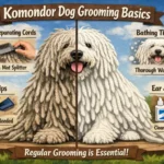 Close-up of a Komondor’s distinctive white corded coat, illustrating unique grooming and coat care needs