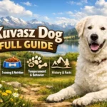 Adult Kuvasz with a thick white coat and muscular build standing alert in an open landscape