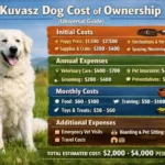 Kuvasz relaxing in a spacious outdoor environment, reflecting care needs, space requirements, and long-term costs