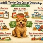 Adult Norfolk Terrier indoors representing puppy price, monthly care costs, and lifetime ownership expenses