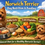 Norwich Terrier eating healthy dog food from a bowl