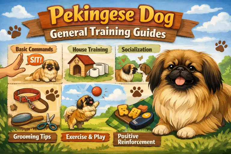 Pekingese training session showing obedience, puppy training, and positive reinforcement techniques