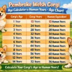 Pembroke Welsh Corgi age chart showing dog years to human years and life stages