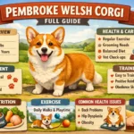 Adult Pembroke Welsh Corgi standing alert on grass, showing the breed’s short legs, upright ears, and red and white coat