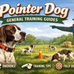 Adult Pointer dog practicing recall during a training session outdoors