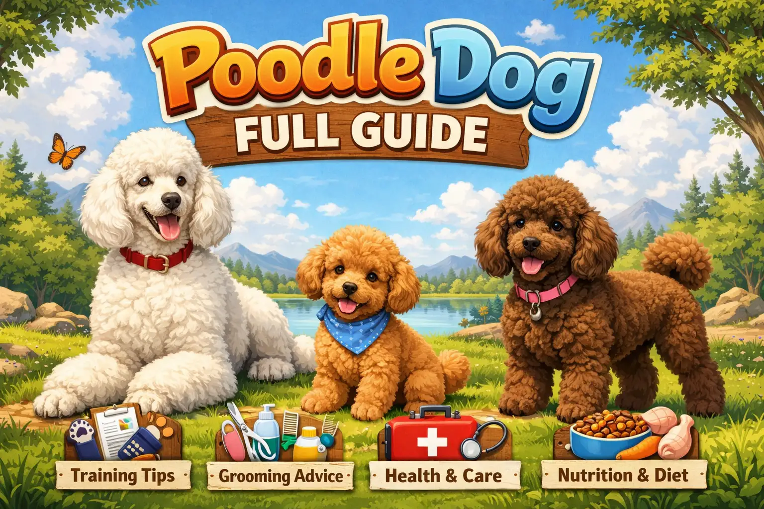 Poodle dog showing typical breed temperament, intelligence, curly coat, and friendly personality traits in a breed guide overview