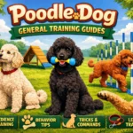 owner practicing poodle training with a puppy using positive reinforcement and basic obedience commands