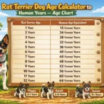 Rat Terrier age in human years chart showing dog years conversion by age