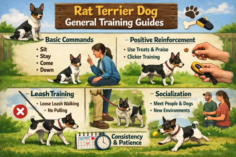 Rat Terrier training guide covering obedience, recall, leash walking, barking control, and daily behavior tips