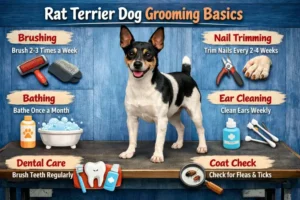 Rat Terrier grooming guide covering shedding, bathing, coat care, brushing, nails, ears, and grooming routine