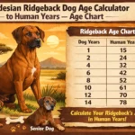 Adult Rhodesian Ridgeback standing outdoors, showing size and coat for age reference