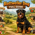 Adult Rottweiler with muscular build and black and tan coat standing confidently outdoors