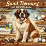 Saint Bernard dog eating a balanced meal from a bowl