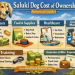 Adult Saluki dog standing alert outdoors, showing slender build, long legs, and smooth coat