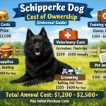 Schipperke puppy cost guide showing adoption fees, monthly expenses, yearly care costs, and lifetime ownership budget