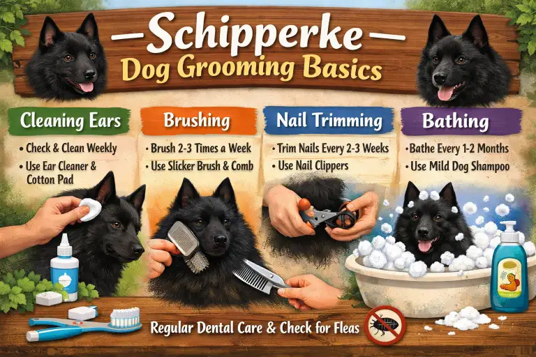 Schipperke dog grooming basics showing coat care, shedding control, brushing routine, and double coat maintenance