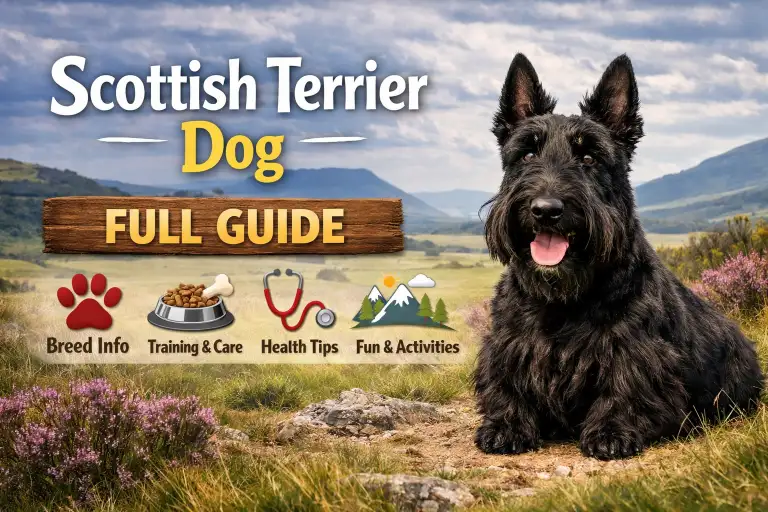 Scottish Terrier dog guide covering temperament, personality, care needs, pros and cons, lifespan, and owner suitability