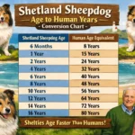Shetland Sheepdog age chart showing Sheltie age in human years by life stage