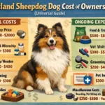 Shetland Sheepdog representing the cost of ownership, including grooming, food, vet care, and lifetime expenses