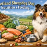 Shetland Sheepdog eating healthy food for proper Sheltie nutrition and feeding