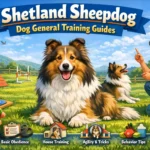 Shetland Sheepdog sitting during a positive reinforcement training session
