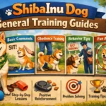 Shiba Inu dog in a training session with its owner, highlighting the breed’s independent nature and intelligent expression