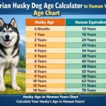 Siberian Husky standing outdoors representing a Husky age chart in human years with puppy adult and senior life stages.