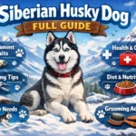 Siberian Husky dog standing outdoors with thick double coat, athletic build, erect ears, and alert expression.