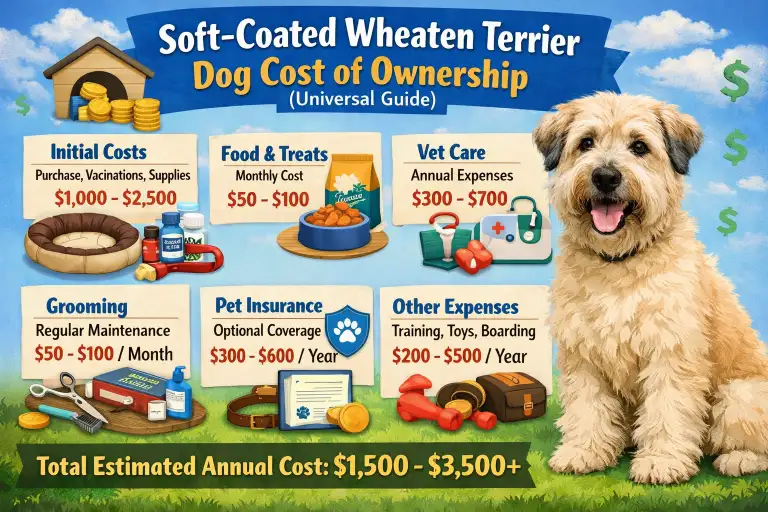 Soft Coated Wheaten Terrier relaxing at home, representing daily care, grooming, and long-term ownership needs