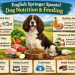 English Springer Spaniel eating from a food bowl after activity, representing nutrition for an active sporting breed