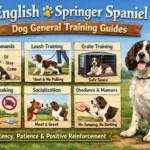 English Springer Spaniel dog training outdoors with its owner, highlighting the breed’s eager-to-please temperament and energy