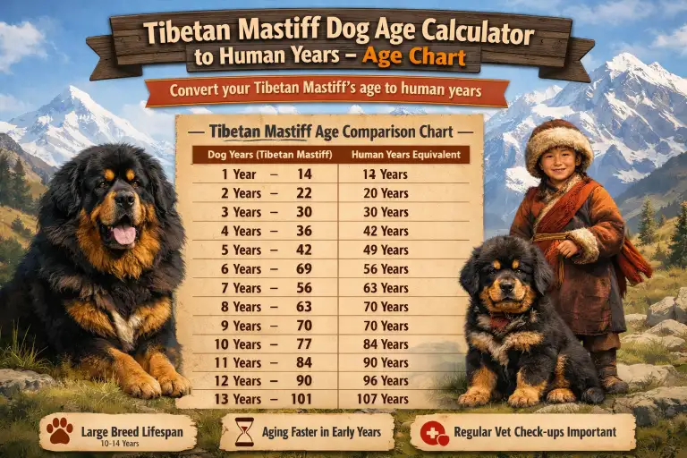 : Adult Tibetan Mastiff sitting upright, showing mature size and heavy coat typical of the breed