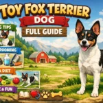 Toy Fox Terrier dog standing alert with upright ears, short smooth coat, and small athletic build
