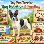 Toy Fox Terrier eating a measured meal as part of a balanced feeding guide for small active dogs