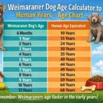 Weimaraner puppy and adult dog side by side, illustrating growth stages and size changes from young puppy to mature adult