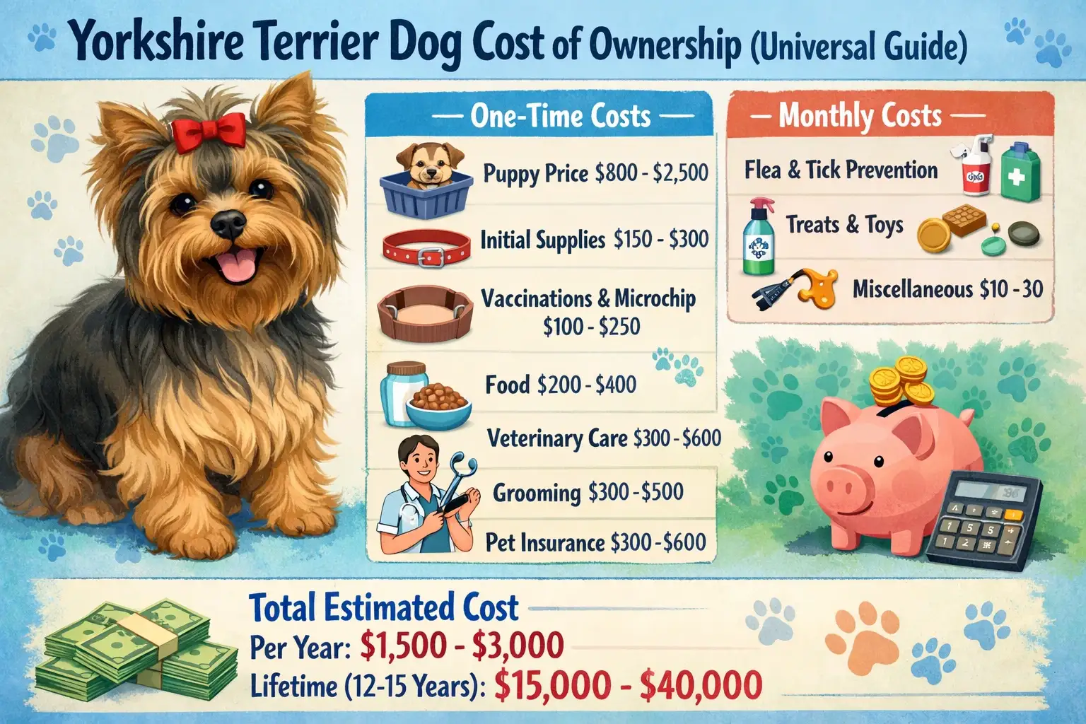 How Much Does a Yorkie Cost? Monthly, Yearly & Lifetime Ownership Costs