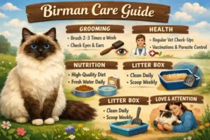 “Healthy Birman cat resting comfortably in a cozy environment”