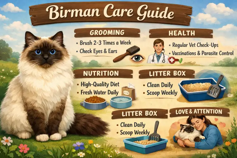 “Healthy Birman cat resting comfortably in a cozy environment”
