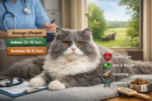 Alt text: British Longhair kitten care guide showing young kitten growth and care needs
